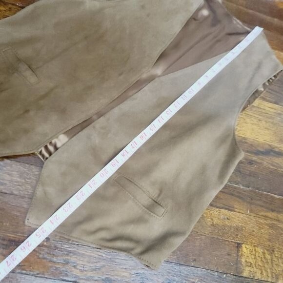 Vintage El Cuero de Cabra Tan Suede Leather Open Front Vest - Picture 9 of 10
